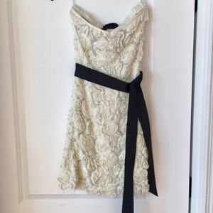 Zara White Rose Strapless Mini Dress Size XS